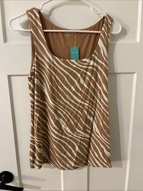 Maurices Brown and White Zebra-Print Tank Top